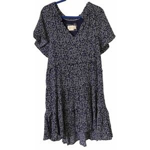Anthropologie Polka Dot Tiered Ruffled A Line Dress Size Medium Fits Oversized